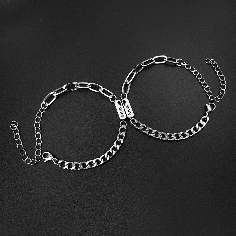 Stainless Steel Sun Moon Letter Simple Couple Bracelet A Pair Jewelry Wholesale Nihaojewelry display picture 10