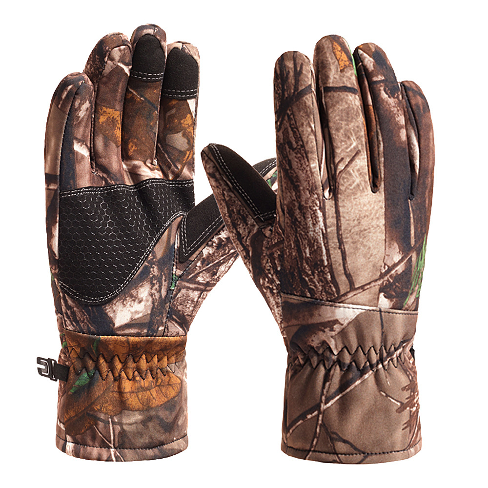 Guantes de esquí de algodón para hombres a prueba de viento y a prueba de frío con forro de lana engrosada pantalla táctil táctica invierno guantes cálidos