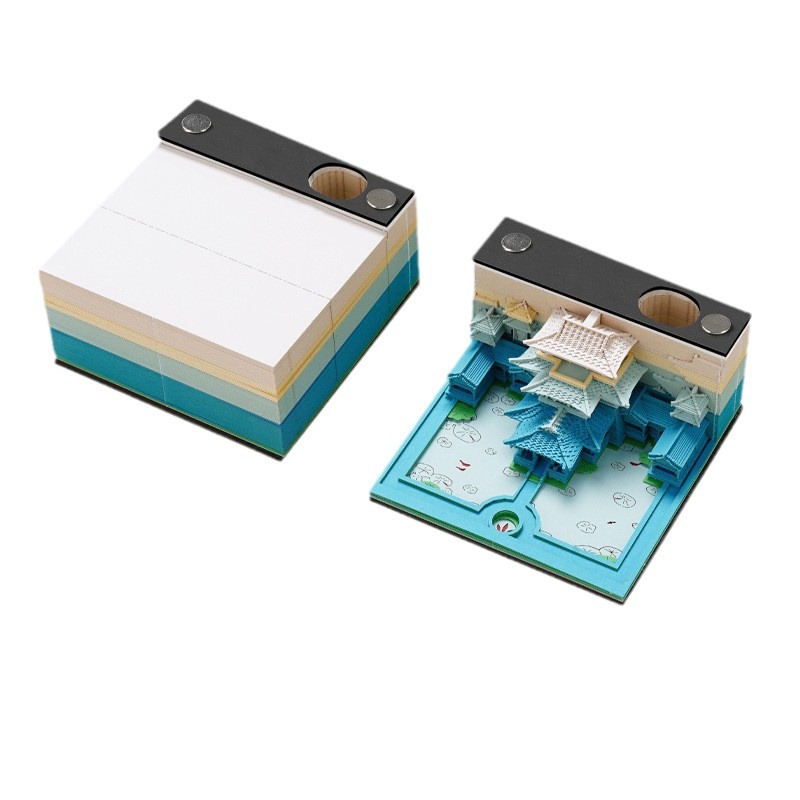 Tallado en papel 3D Heaven Palace Que Notas tridimensionales Estilo nacional Arte Calendario de Taiwán Desgarro a mano Adhesivos lindos de alto valor