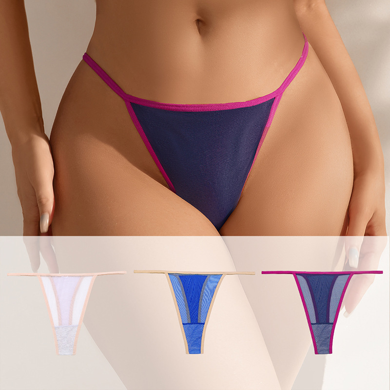 Customized Foreign Trade European and American Style Sexy Pure Desire Style Contrasting Color Design Thong Women's Sports Seamless Pure Cotton Crotch T-Pants for Women Customized Foreign Trade European and American Style Sexy Pure Desire Style Contrasting Color Design Thong Women's Sports Seamless Pure Cotton Crotch T-Pants for Women