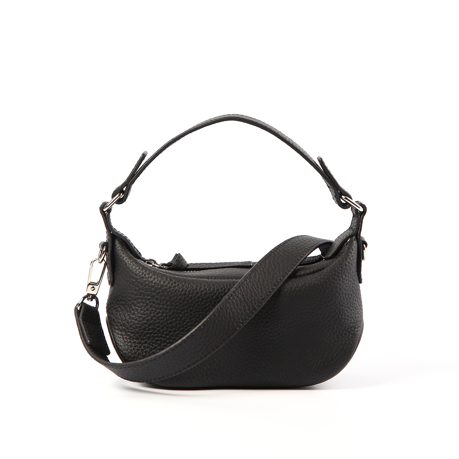 出口外贸通勤小众法棍包Ami头层牛皮ins迷你黑色单肩包女包手提包