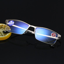 源头厂家老花镜新品金属半框防蓝光眼镜 男女同款A片瞳距老花眼镜