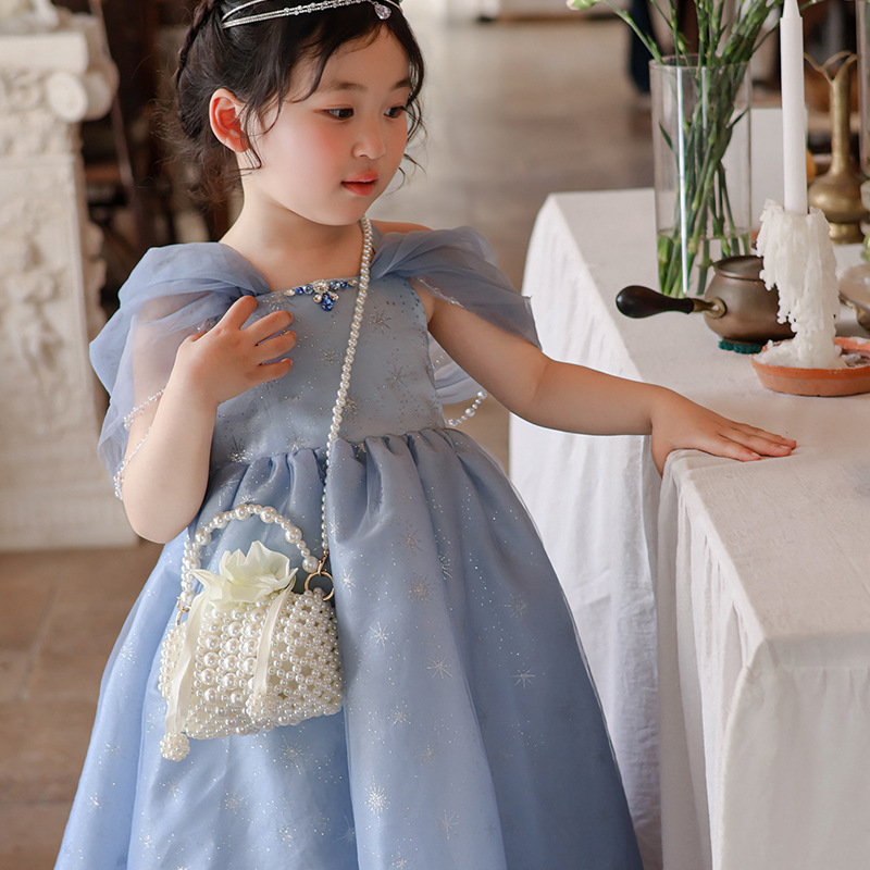 2025 nuevo bolso para niños fresco dulce perla trenzada bolso de hombro para niñas mini bolso de almohada para niños