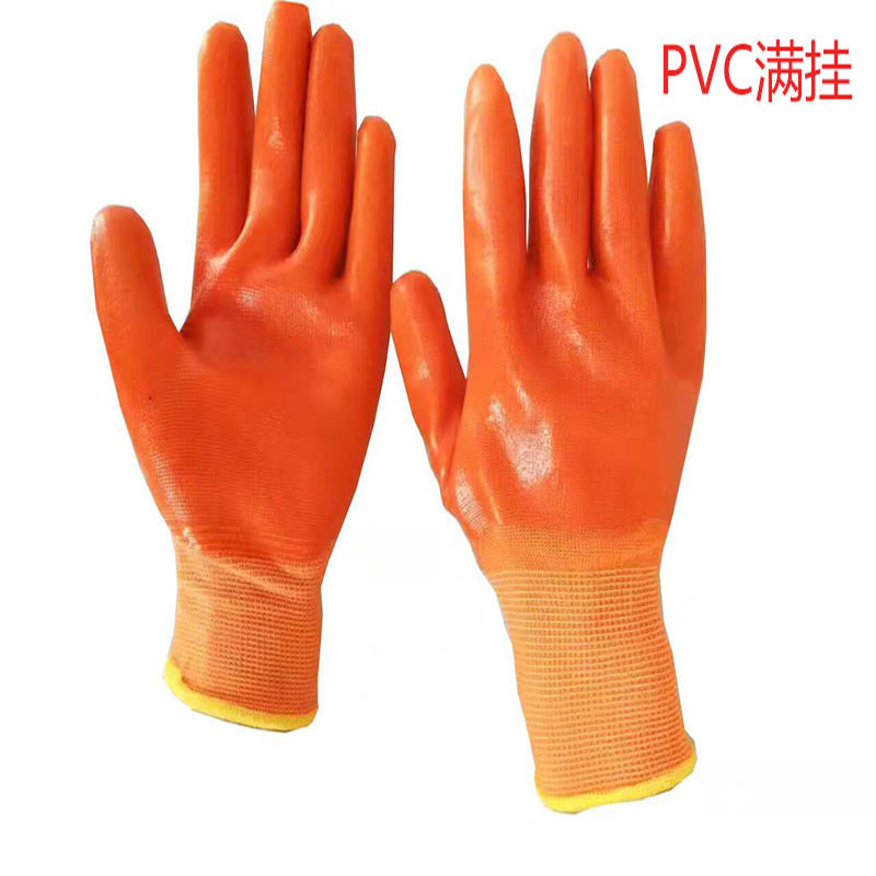 PVC 13-PIN guantes de plástico plana semi-Colgante completo piso colgante fábrica maquinaria especial de fabricación de pegamento amarillo guantes colgantes