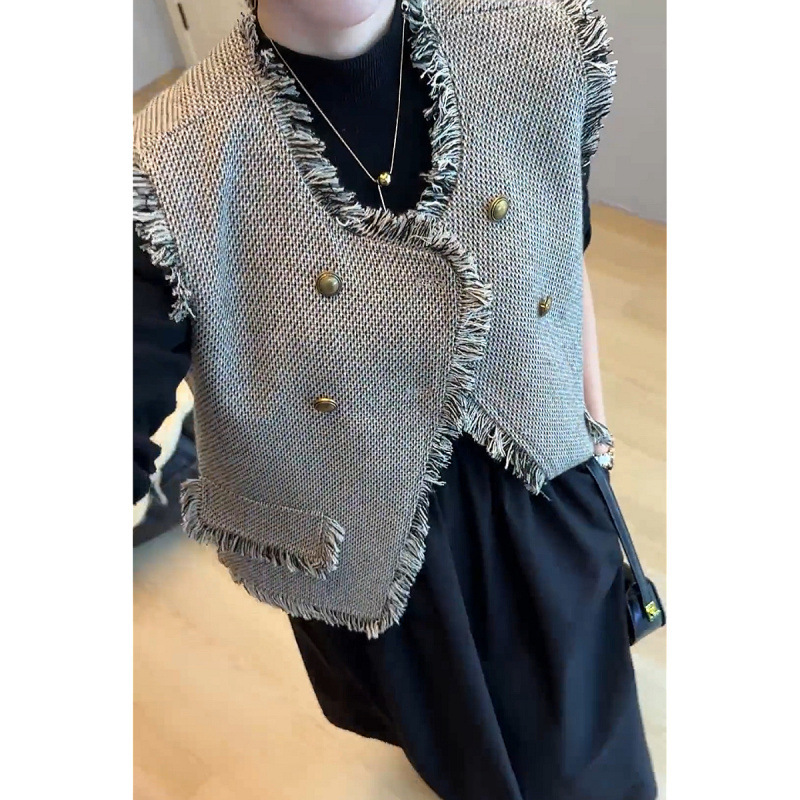 秋冬季哺乳衣外出辣妈款产后穿喂奶衣服小香风马甲+哺乳连衣裙|undefined