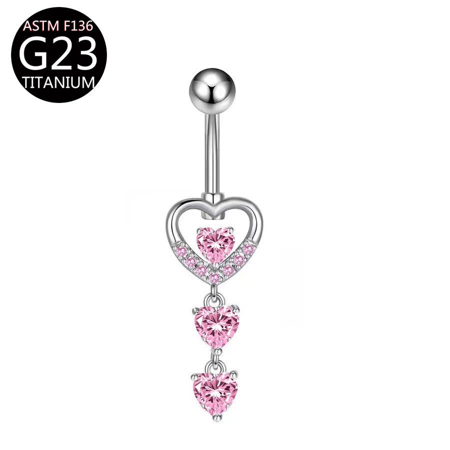 Belly button piercing with zircon drop-shaped, flowered