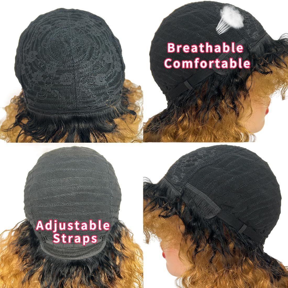 Nuevos productos de comercio exterior pelucas de moda de fibra química para mujeres africanas cubierta de cabello curvilíneo corto teñido marrón pequeña cabeza de explosión curvilíneo