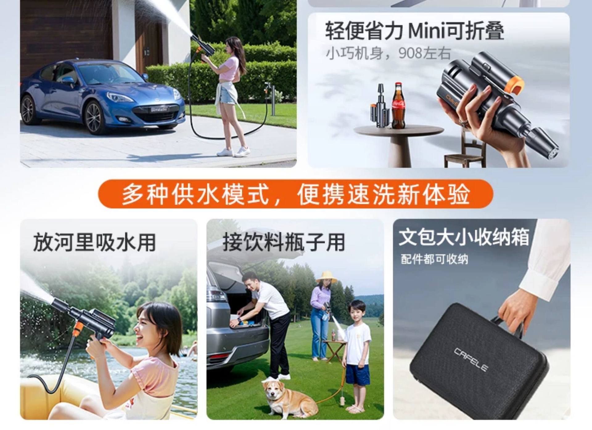 Car Wireless Washing Machine, High-Pressure Water Gun, Household Electric Lithium Battery Cleaning Machine, Powerful Pressure Washer