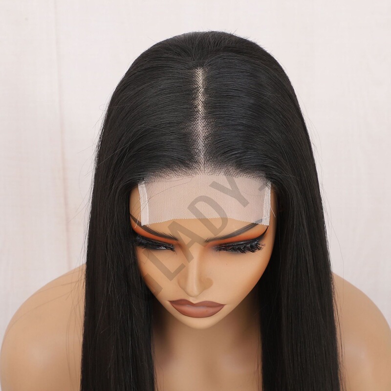 Cross-Border Direct Supply of Women's Wigs 4X4 Lace Headgear Brown 4/27/30 Straight Hair Export Chemical Fiber Headgear 4/27/3