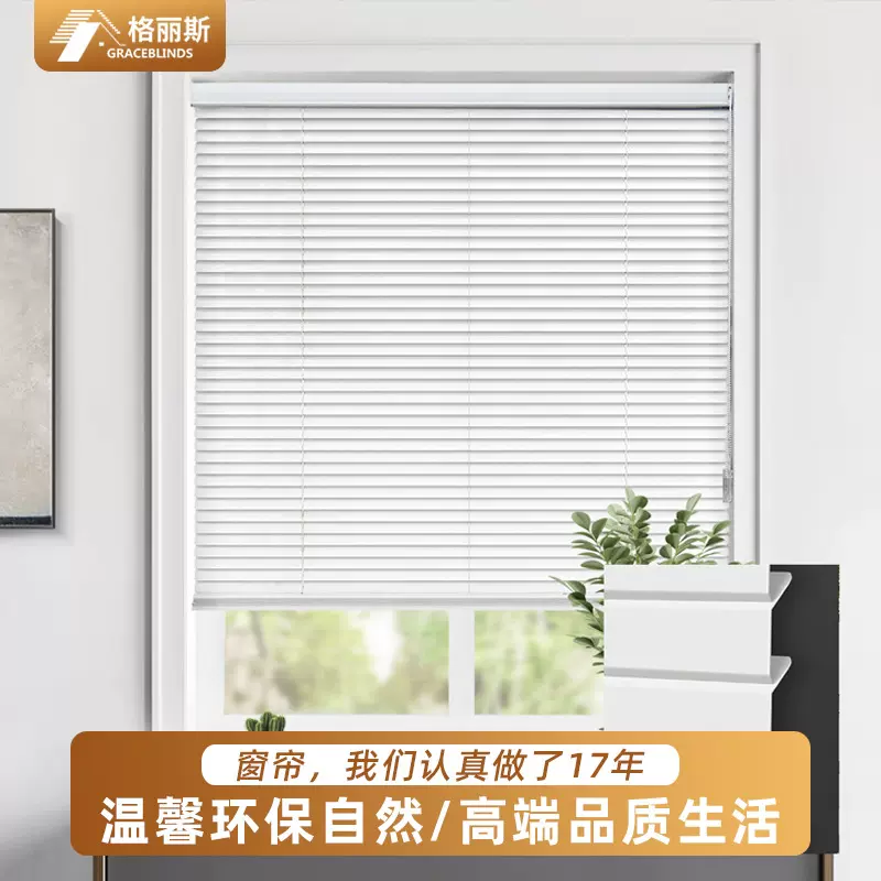 PVC防窥L型免打孔安装百叶窗帘卫生间遮挡帘厨房卷拉式遮阳窗帘