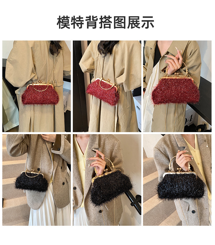 A trendy and fashionable women's 2024 autumn new chain crossbody bag, a Korean-style hand-held shell bag Specification drawing