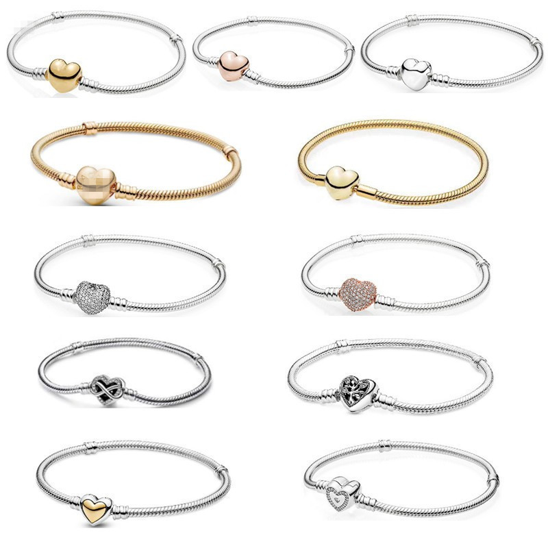 Panjia White Copper Silver-Plated Snake Bone Chain Thick Silver Heart Snake Bone Bracelet Gold Rose Gold Basic Chain Panjia White Copper Silver-Plated Snake Bone Chain Thick Silver Heart Snake Bone Bracelet Gold Rose Gold Basic Chain