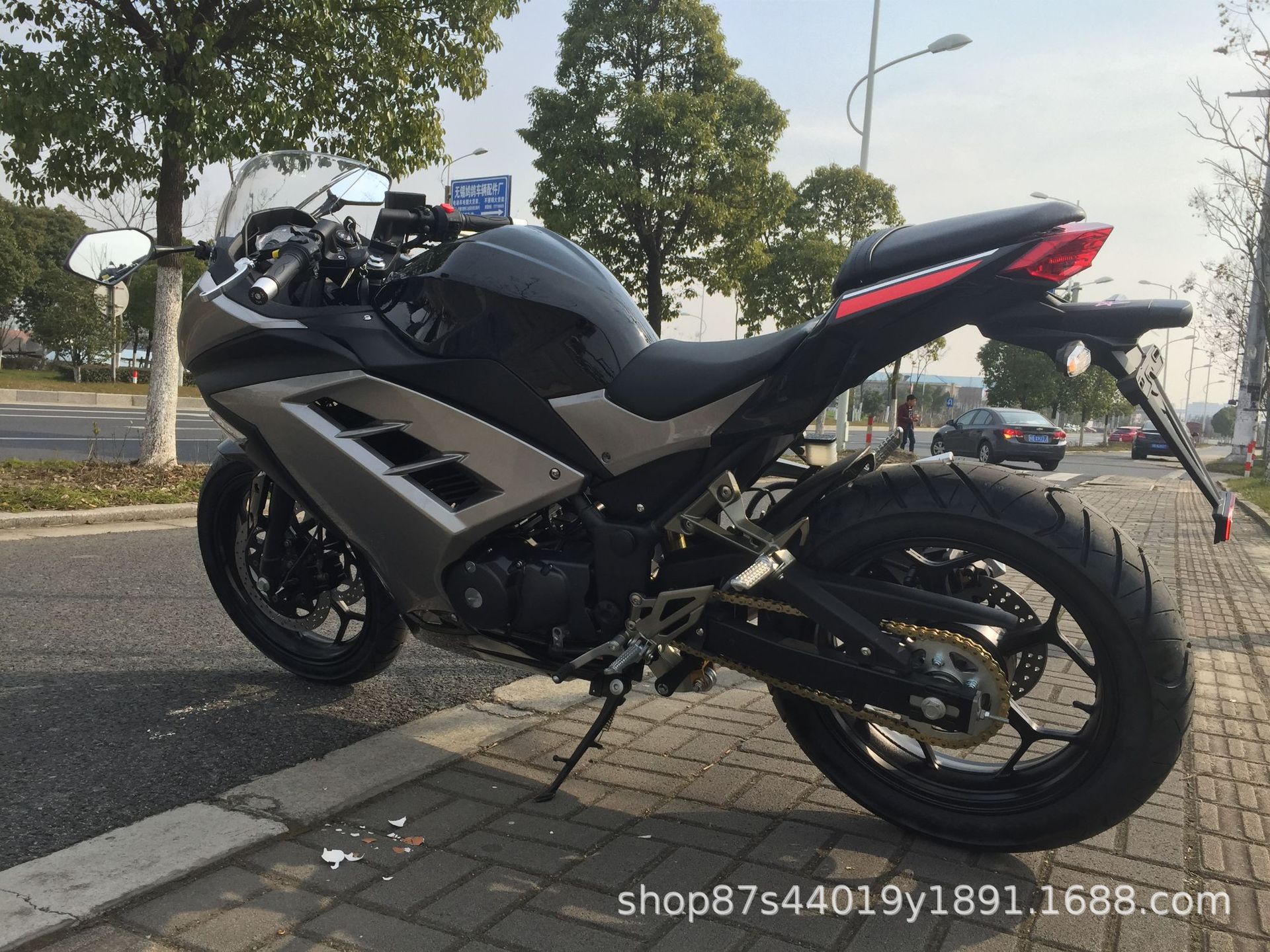 License-able motorcycle Kawasaki Ninja, twin-cylinder racing replica, Horizon sportbike, adult gasoline-powered sportbike, complete vehicle