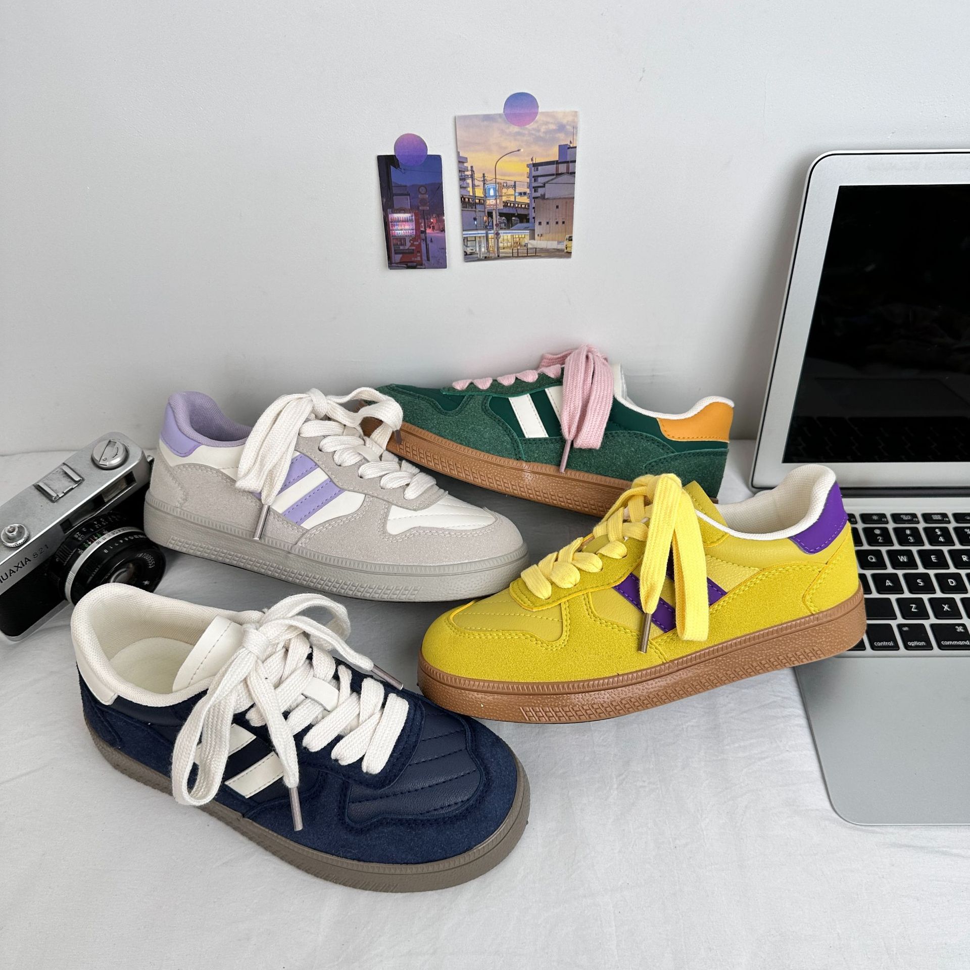 Yuanbo Hong Kong viento tendencia moral zapatos de entrenamiento femenino zapatos de lona de todo fósforo de nicho de corte bajo para estudiantes