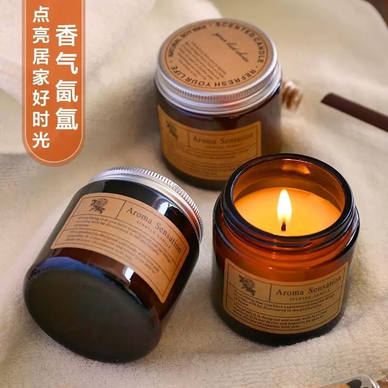 精油香薰蠟燭薰香家用小眾室內持久臥室睡眠浪漫情調香氛香水
