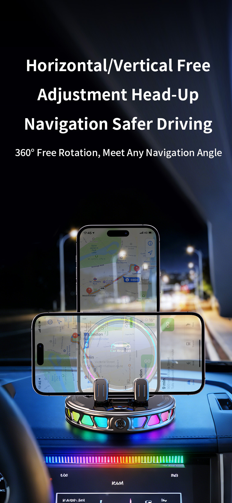 Cross-Border Hot-Selling Car-Mounted Smart Electric Phone Holder with Wireless Charging, Stable Navigation Support for the Dashboard