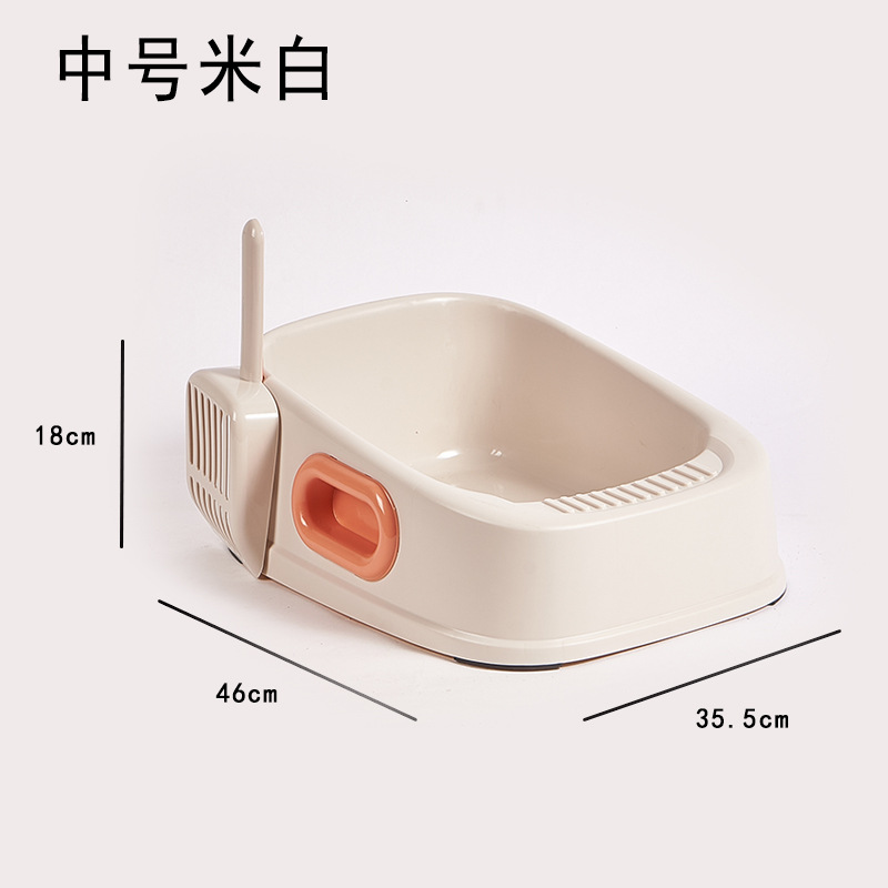 Caja de arena para gatos Manija de oreja de gran tamaño Inodoro de gato cuadrado Caja de arena para gatos de alta cubierta Caja de arena para gatos de estilo casero en stock al por mayor