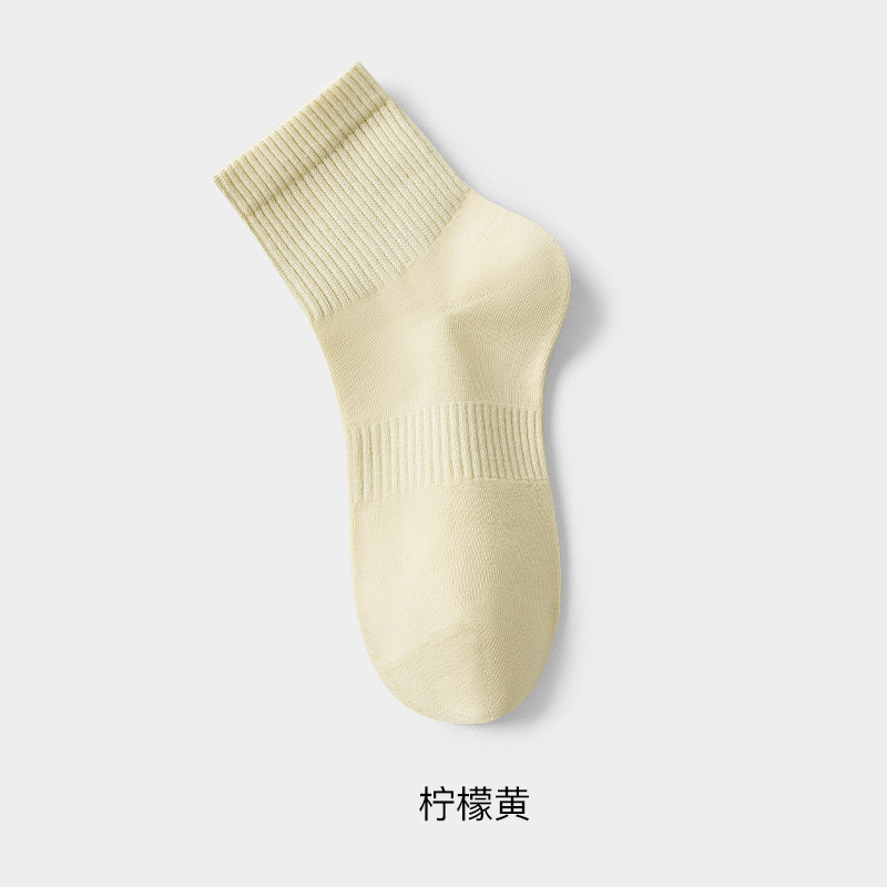 袜子女款春秋纯棉100%中筒袜无骨抗菌棉袜防臭运动黑白色全棉短袜|undefined