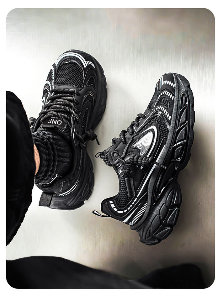 Giày sneaker dad shoes nam cỡ lớn, thân lưới thoáng khí, đế dày tăng chiều cao, gót 3–5 cm — D 71m Thẻ, D71 màu đen, D71 xám bạc chi tiết 19