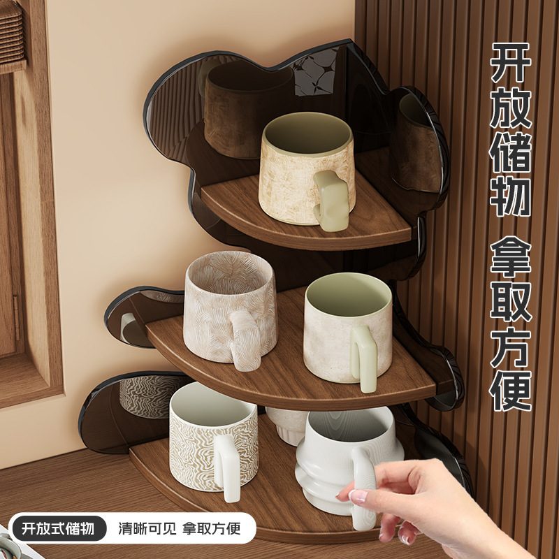 デスクトップコーナーカップ収納ラックダイニングテーブルカウンタートップウォーターカップラックアクリル小さなスペース利用アーティファクト|undefined