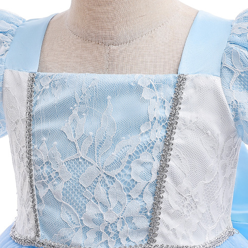 Girls' Dress Skirt Cinderella Puffy Princess Ruffle Lace Applique Tulle Children's Dress Amazon Performance Costume 