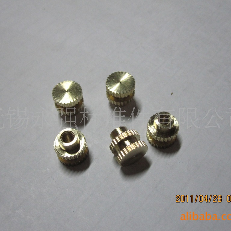 源头厂家铜嵌装螺帽螺母 GB809注塑螺帽 铜工字型直纹花圆型螺帽