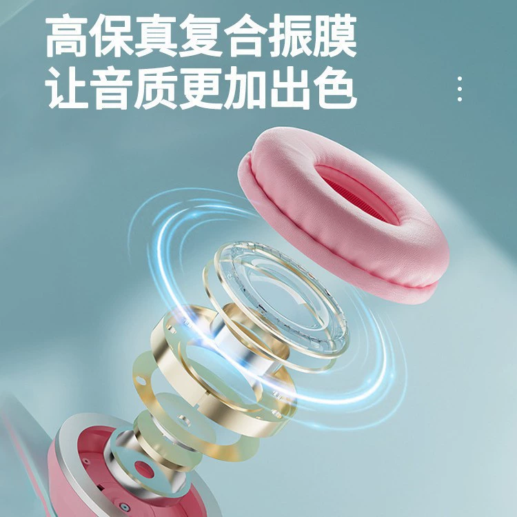 Bluetooth гарнитура, головной обод, 2024 новый беспроводной шумоподавление, уши для игр и компьютера, проводные, котики уши девочки маленькие