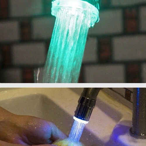 Kitchen faucet anti-splash extender faucet LED temperature-sensitive three-color color light-emitting vegetable washing basin filter sprinkler