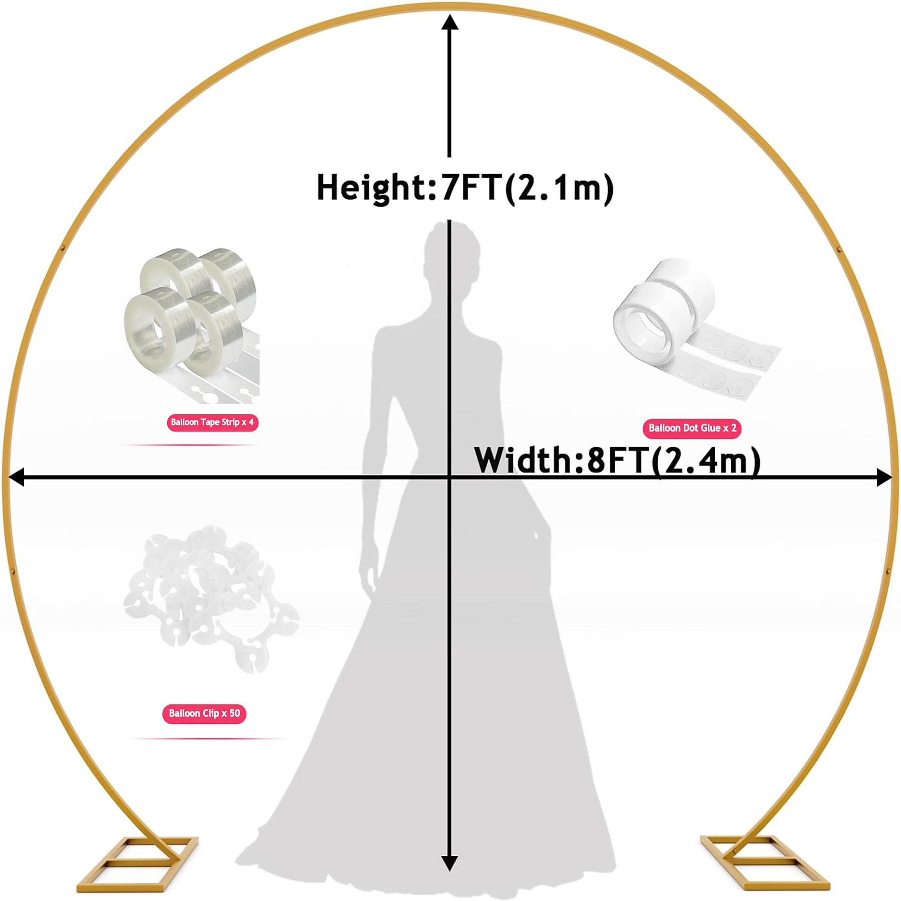 Arco de metal transfronterizo de Amazon, fiesta de cumpleaños de boda, decoración del lugar, accesorios, múltiples arcos al por mayor