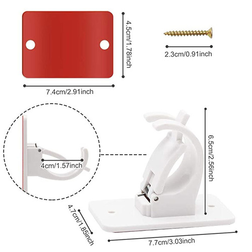 Long Rod Clip Curtain Rod Holder Adhesive Hook Hook Shower Curtain Rod Clip 2pcs Towel Rod Holder