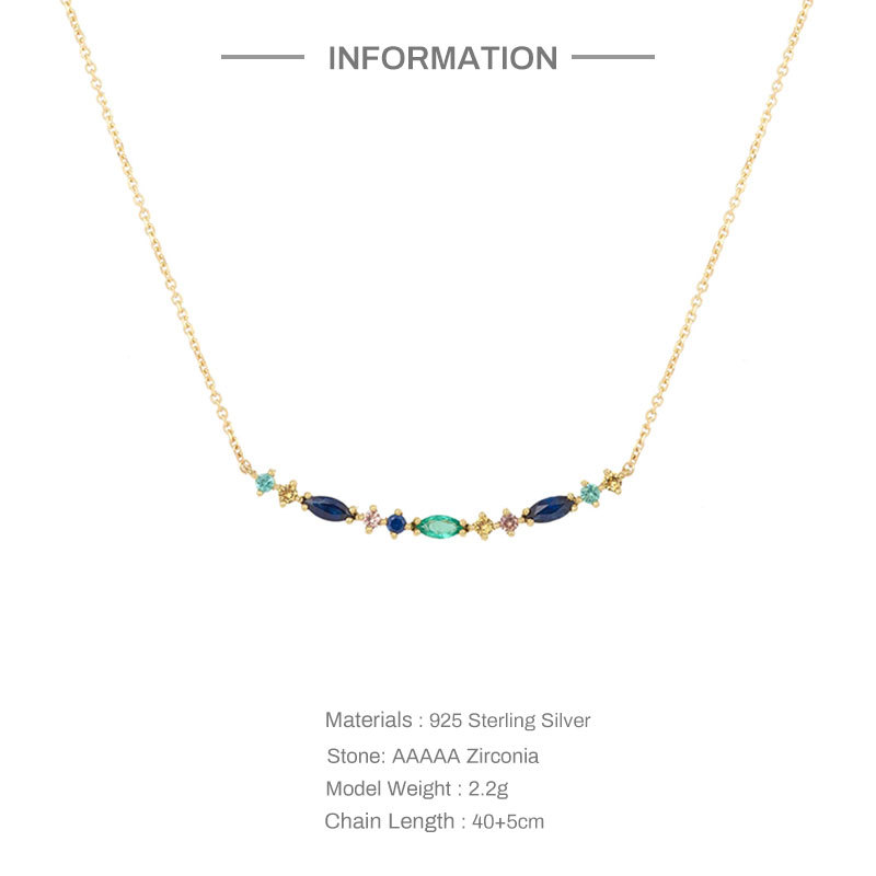 Sweet Geometric Sterling Silver Necklace Plating Diamond Zircon 925 Silver Necklaces