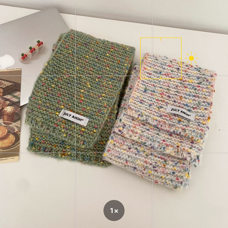 Fresh brand rainbow knitted short scarf handmade