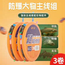 新款大物线组套装草青鱼鲢鳙巨物滑漂钓组线组霸道主线鱼线成品