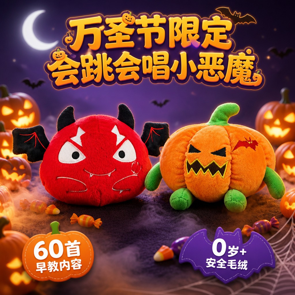 万圣节疯狂跳跳南瓜幽灵恶魔团团万圣节玩具发泄解压蝙蝠跨境