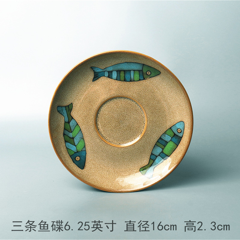 創意的な手描きの釉薬の下で色彩の陶磁器の皿の家庭用の野菜の皿の冷たい野菜の皿の果物のお菓子の皿の6寸は骨の皿のかすの皿を吐きます。|undefined