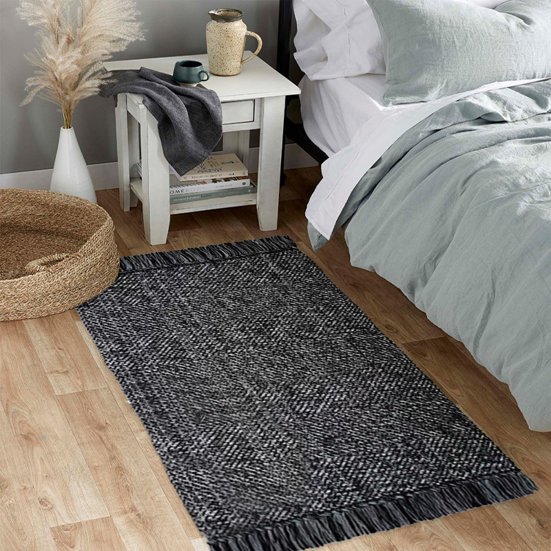 Alfombra japonesa de estilo doméstico bordilla alfombra de algodón tejido resistente a la suciedad resistente al desgaste alfombra hecha a mano alfombra de poliéster de color sólido sofá alfombra de ventana flotante