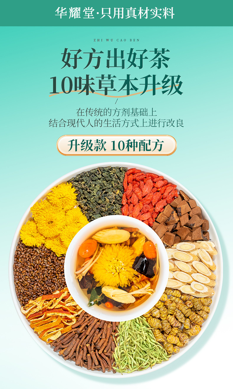 Dendrobium Reishi Chrysanthemum Goji Herbal Tea Shi Hu Ling Zhi Ju Hua Gou Qi Cha 10g x 5 Bags Trial Pack overview