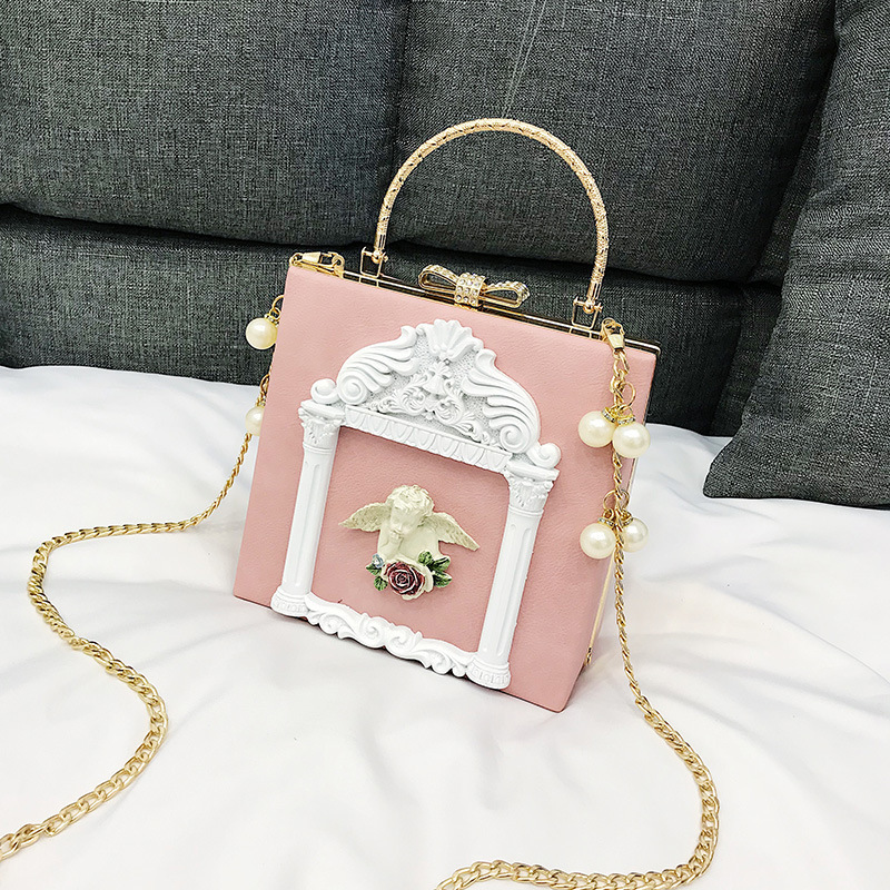 Zavazadla a tašky 2024 nová malá kabelka dámská barokní styl andělská kabelka s reliéfní řetízkovou krabičkou taška přes rameno_voghion.com