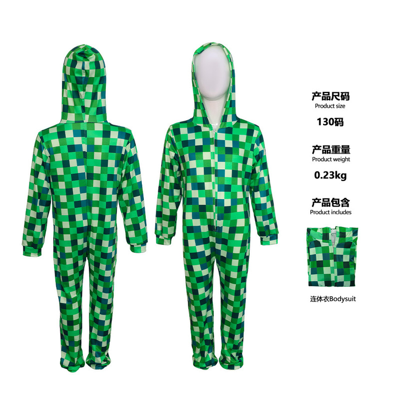 跨境万圣节服饰我的世界Y方块连体衣cosplay真人同款儿童舞台表演|undefined