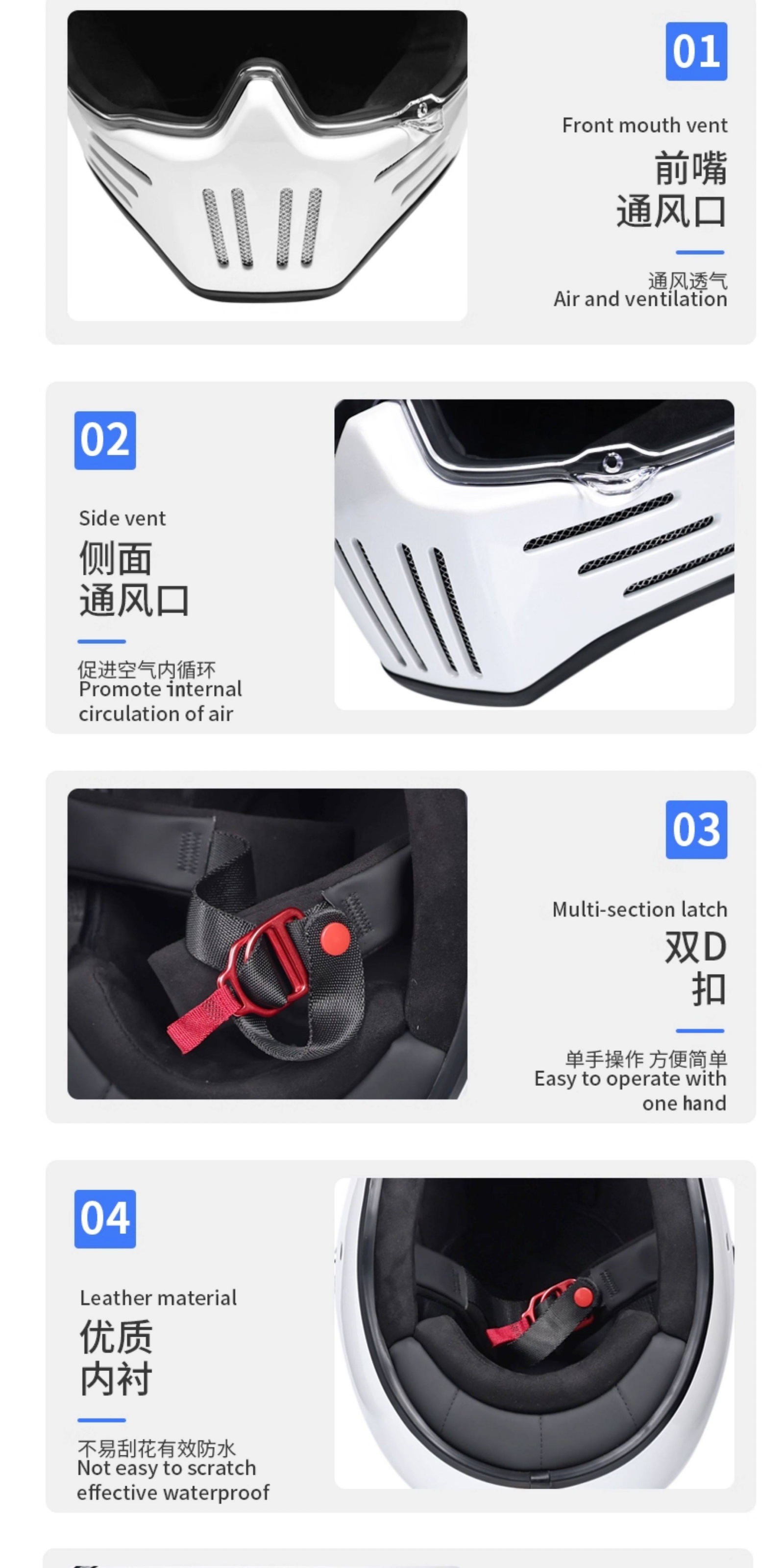 National Standard 3C Certified Retro Motorcycle Full-Face Helmet, Suitable for All Seasons, with Bluetooth Function, Unisex Rider Cruising Helmet