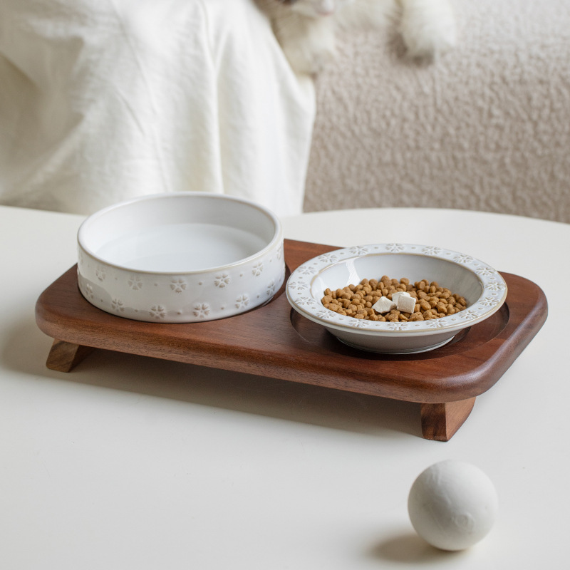 Cerámica retrógrada de gran capacidad antideslizante tazón para gatos tazón para perros tazón para perros tazón para gatos tazón de agua doble tazón de granos tazón transfronterizo Amazon