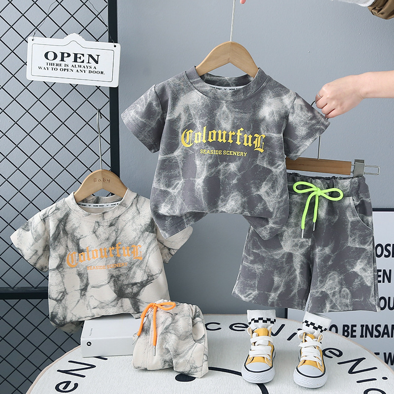 Boys' summer suit 2025 new children's boys summer tie-dye short sleeve summer tide a generation of hair Boys' summer suit 2025 new children's boys summer tie-dye short sleeve summer tide a generation of hair