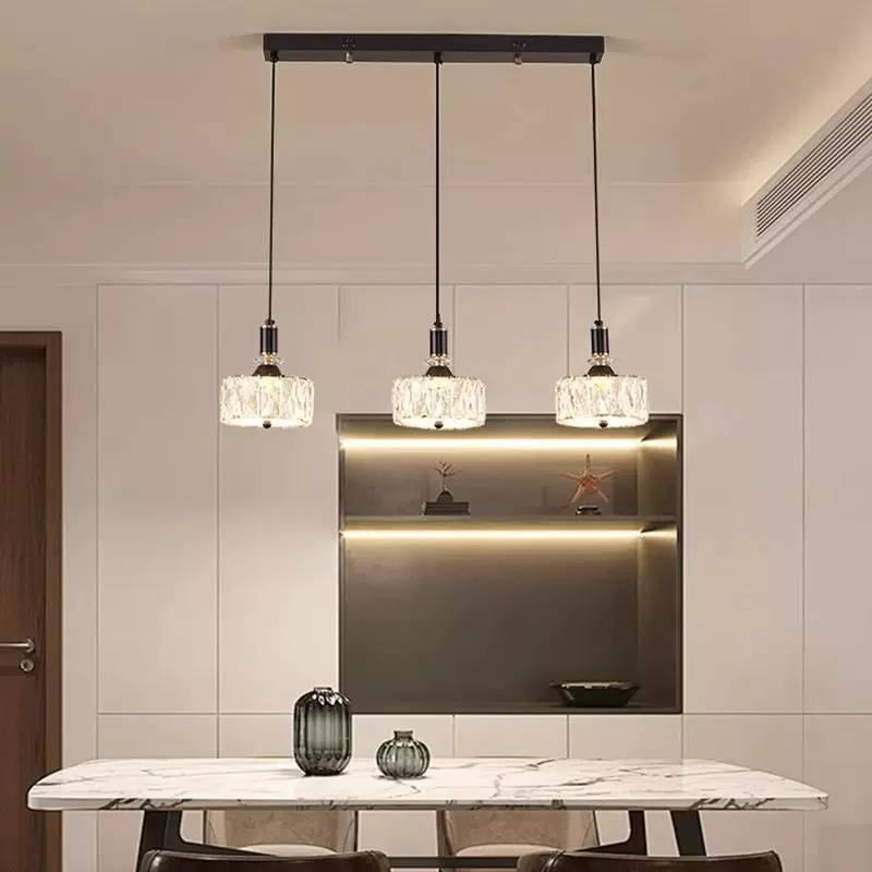 设计师原创餐厅三头吊灯高级感轻奢现代简约水晶灯具吧台2025新款