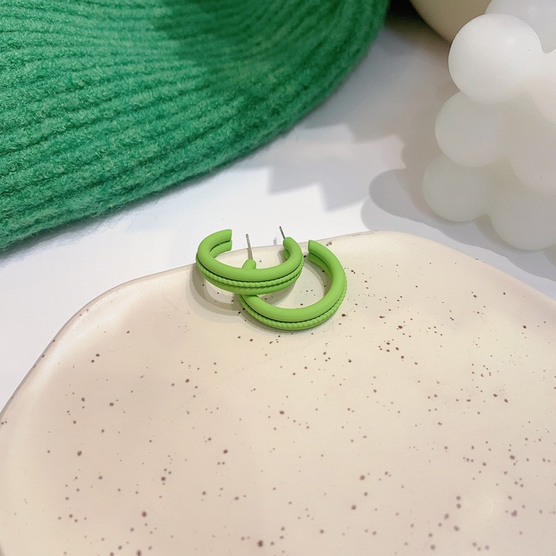 fashion avocado green bow earrings simple geometric alloy earringspicture4