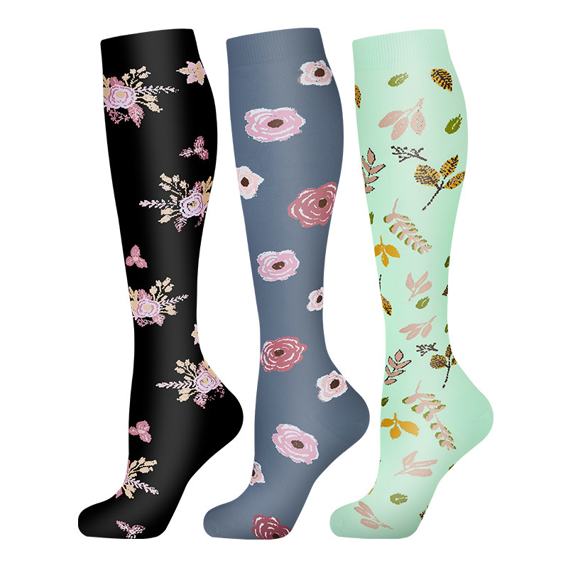 Calcetines de compresión transfronterizos Calcetines de pantorrilla Calcetines elásticos Deportes Ciclismo Correr Calcetines de yoga Calcetines de compresión de tubo largo para hombre Spot para mujer