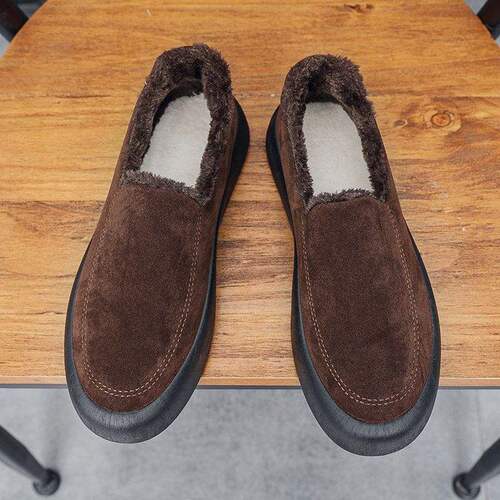 New winter velvet low-cut slip-on shoes, thickened trendy people-in casual cotton shoes for men