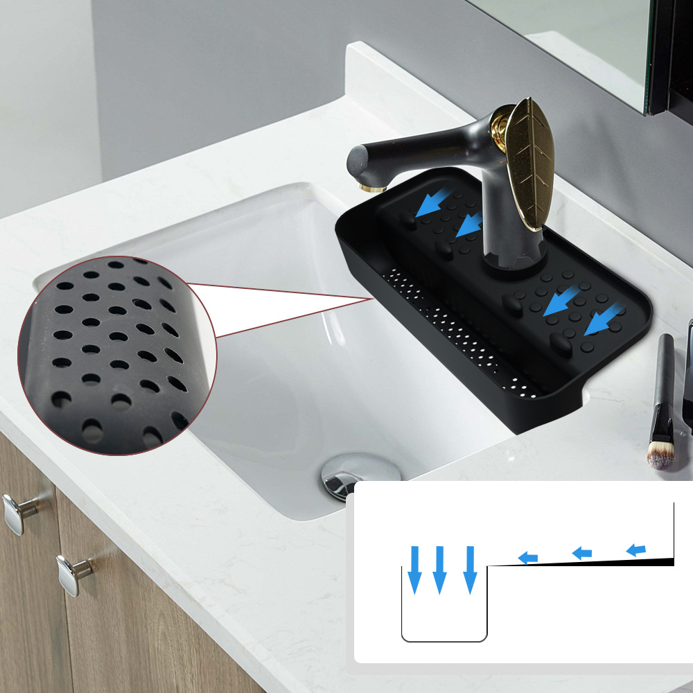 Alfombrilla de drenaje para grifo de cocina al por mayor, protector antisalpicaduras para lavabo de baño con ventosa, alfombrilla de silicona para cesta de drenaje.