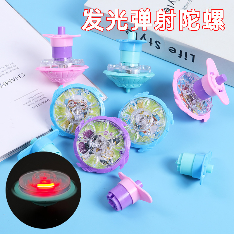 Colorido giroscopio flash luminoso eyección giroscopio juguetes jardín de infantes para niños