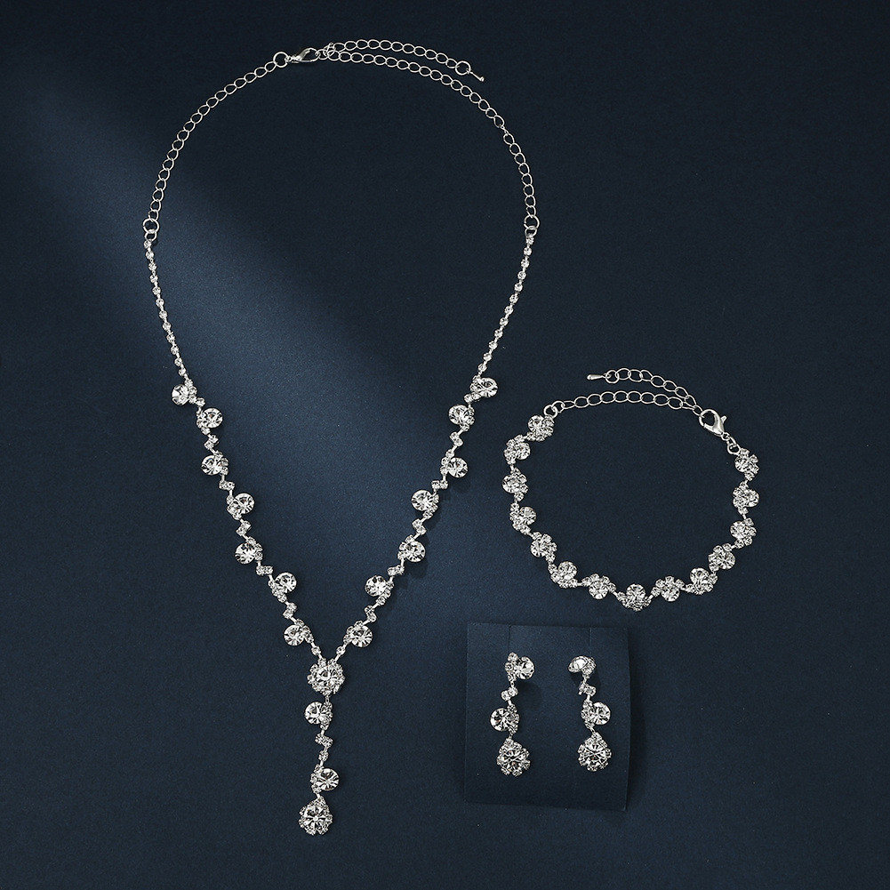 Amazon Venta caliente joyería traje girasol rhinestone collar pendientes joyería hecha a mano accesorios de la boda