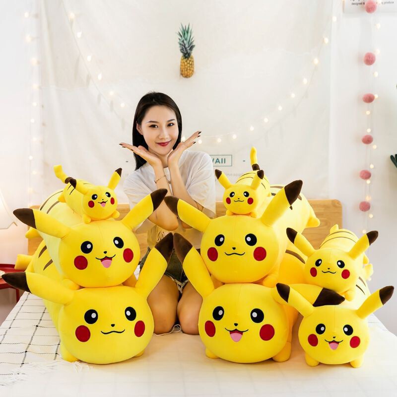 Pikachu Plush Toy Pillow for Girls to Sleep With, Long Body Pillow for Hugging, Birthday Gift, Wholesale
